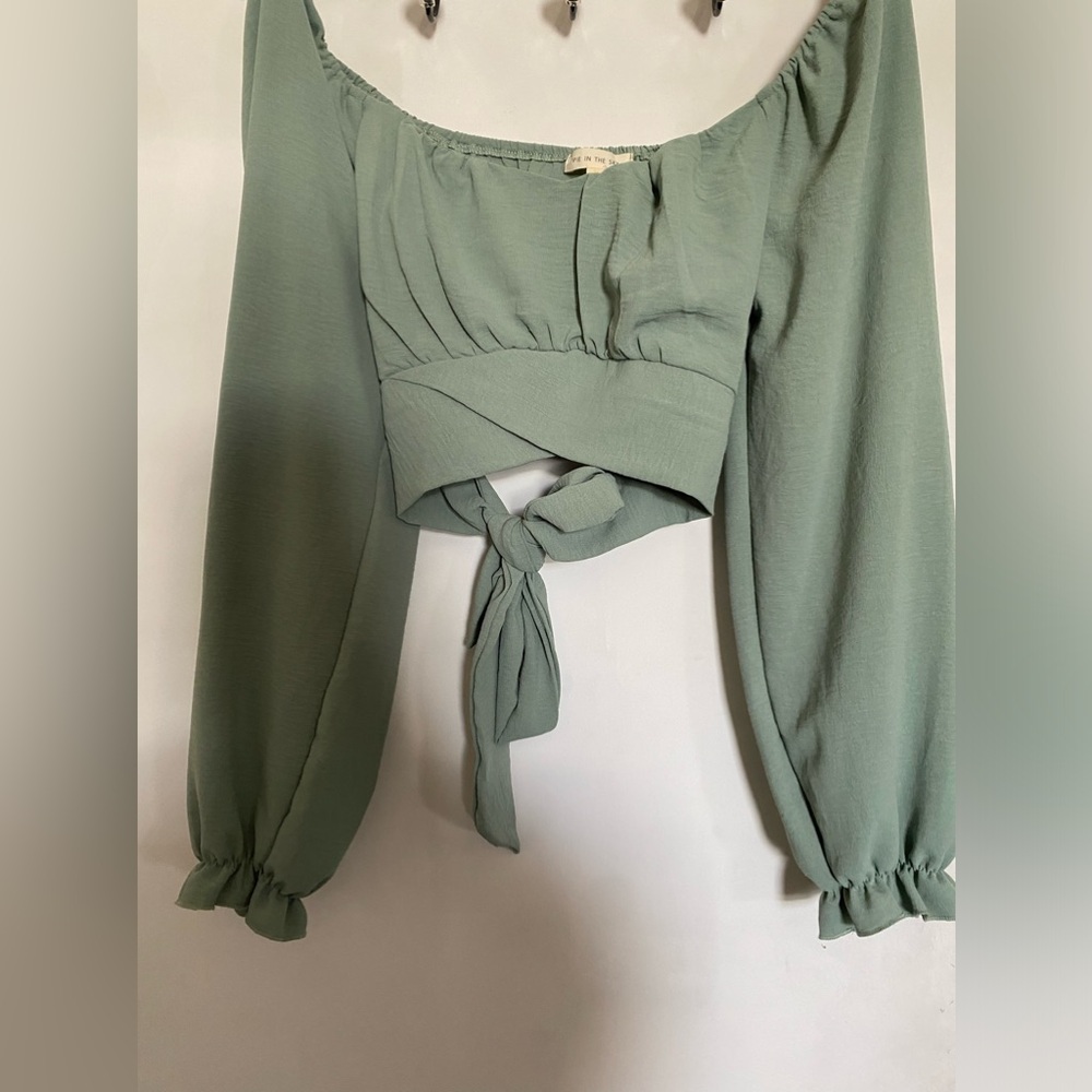 Off the shoulder top sage green